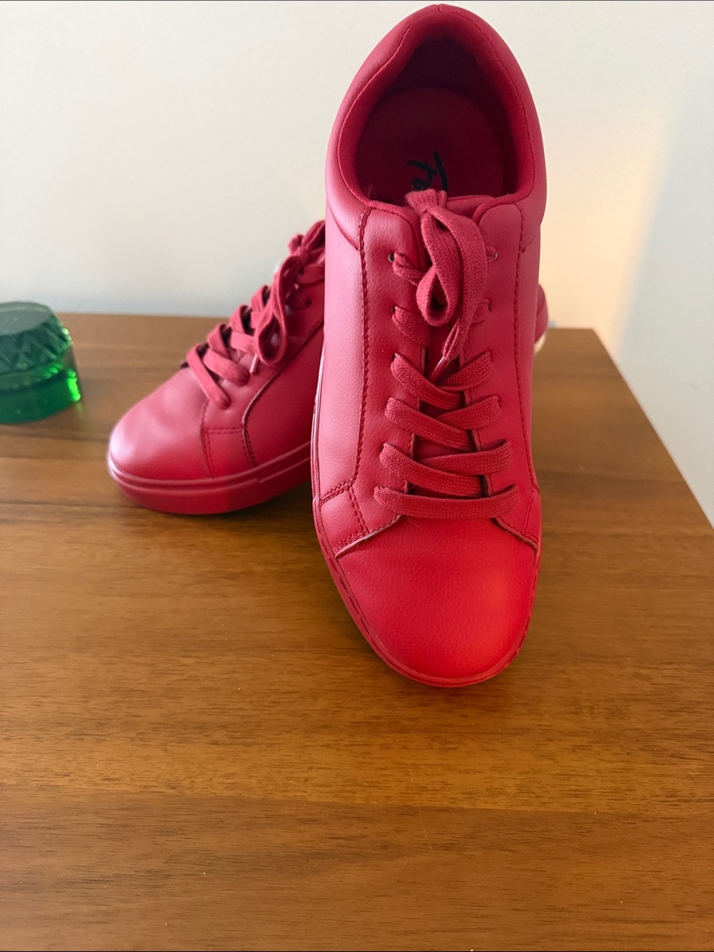 Red Leather Low-Top Sneakers
